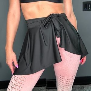 High Rise Wrapped Flared Skirt black one size layer